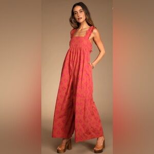 Free People Katya Printed One Piece 100% Cotton Jumpsuit | Size M